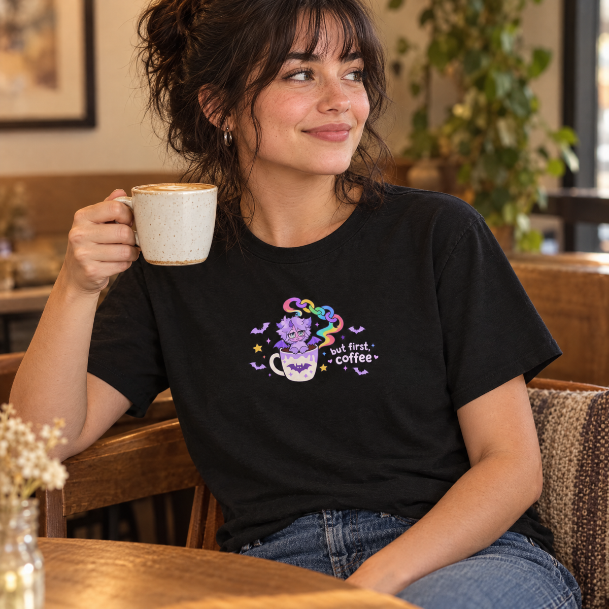 Rainbow Chain t-shirt and mug with original art by Arabella