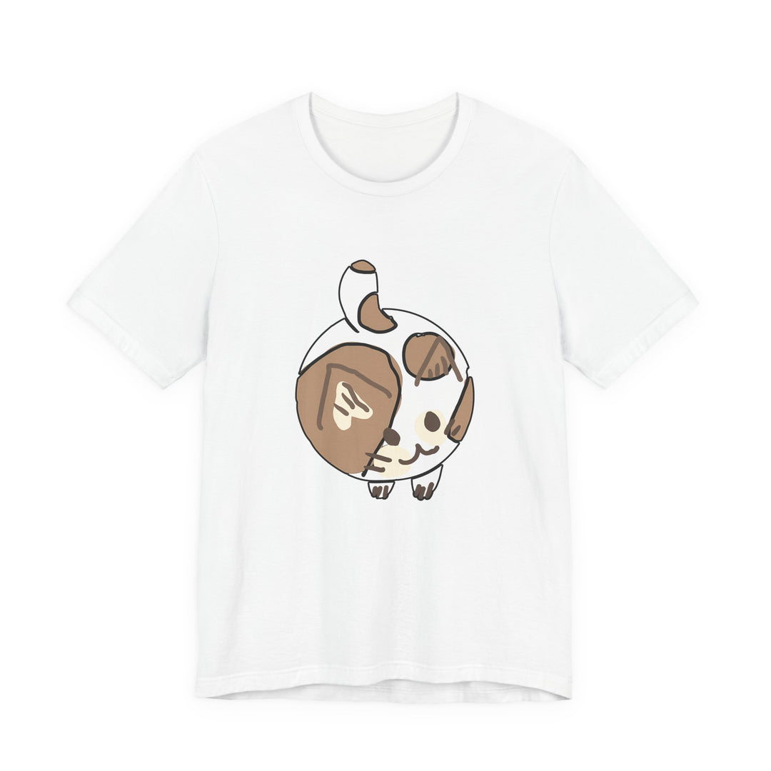 Cream Chibi Cat T-Shirt – Runde Kawaii-Katze