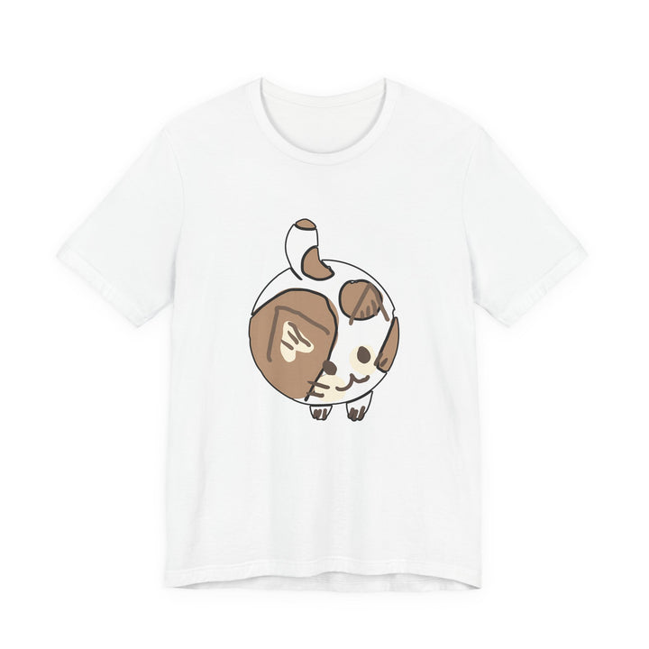 Cream Chibi Cat T-Shirt – Runde Kawaii-Katze
