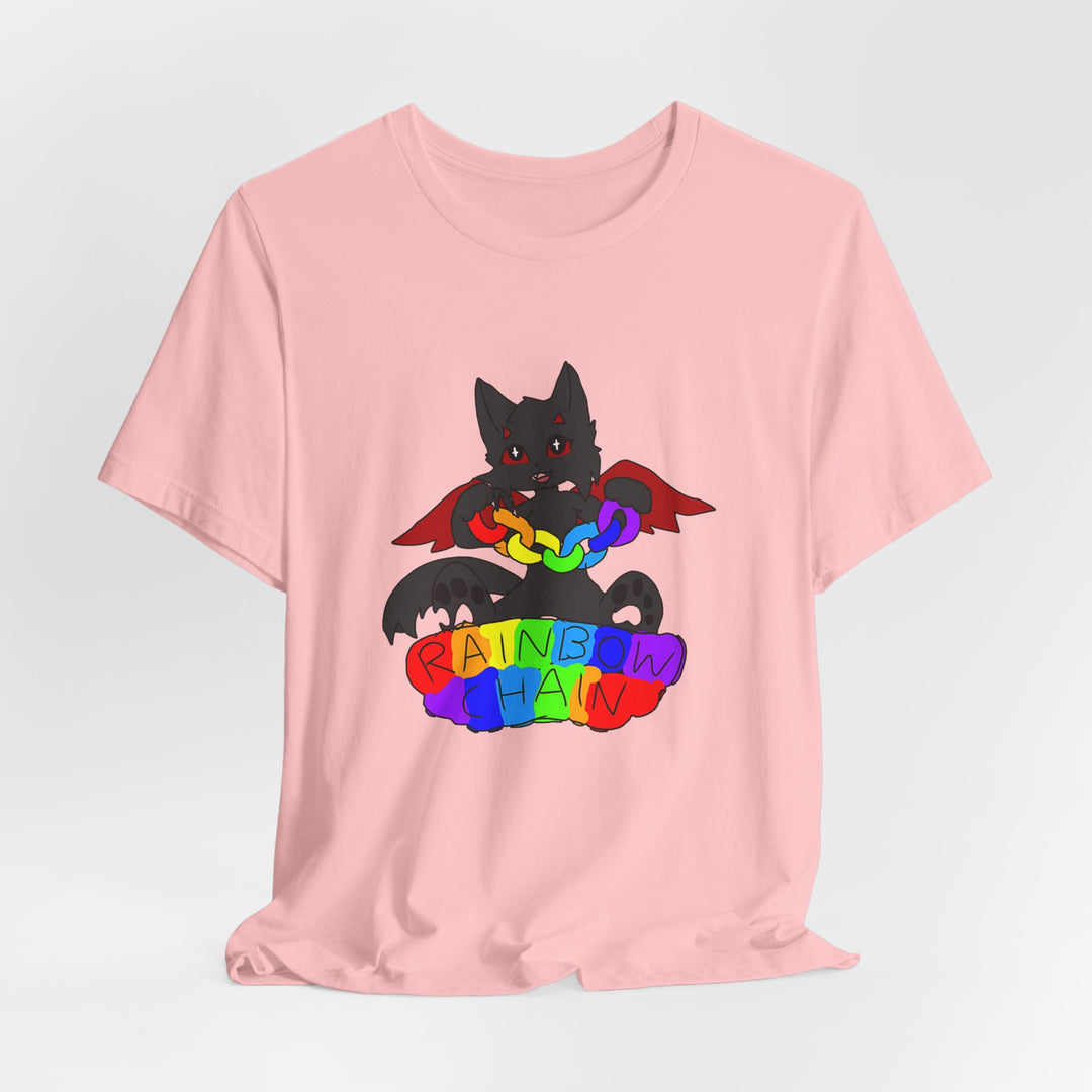 Chi Rainbow Chain Tee – Black Demon Cat Mascot T-Shirt