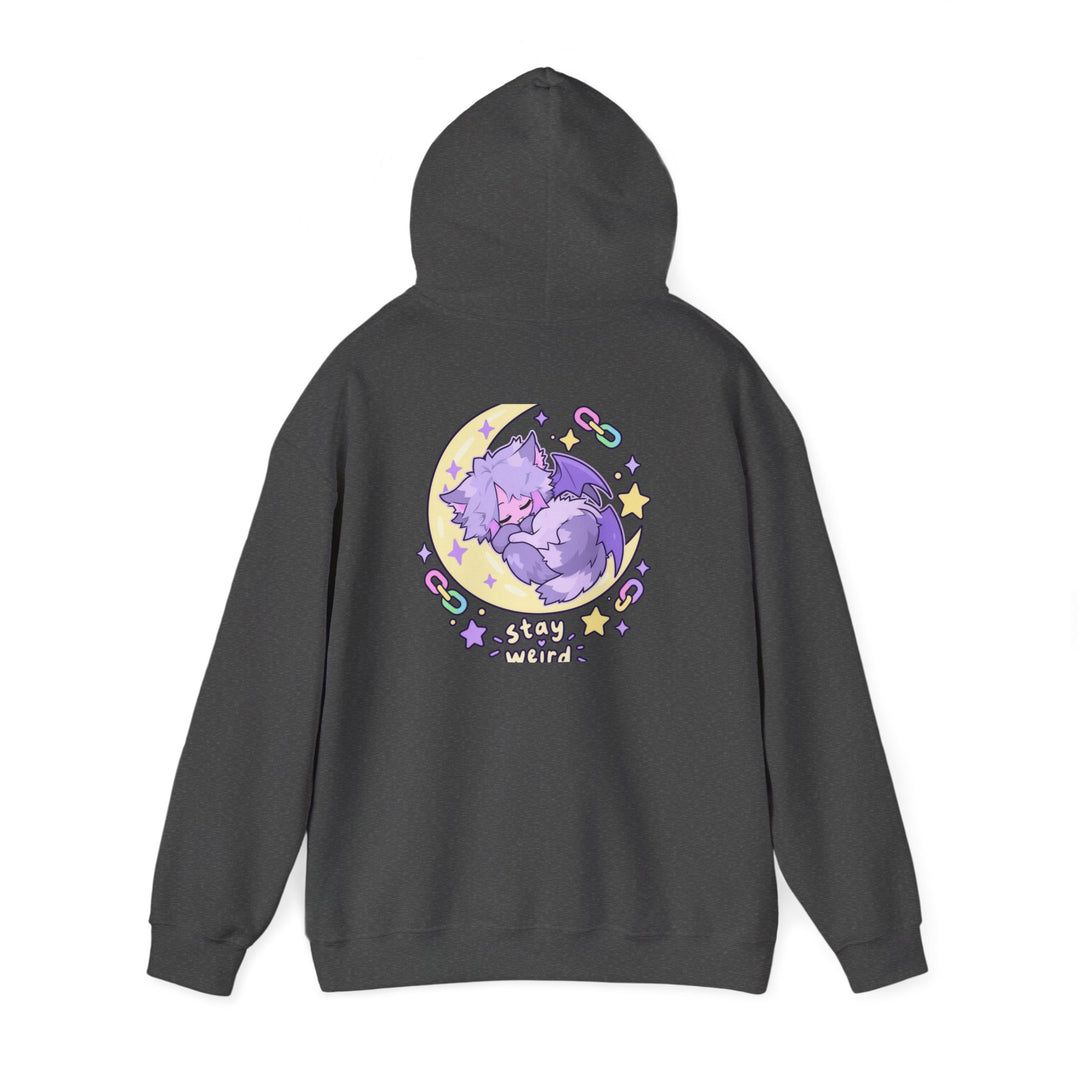 Stay Weird Hoodie – Schlafendes Fledermaus-Kätzchen, Rückendruck