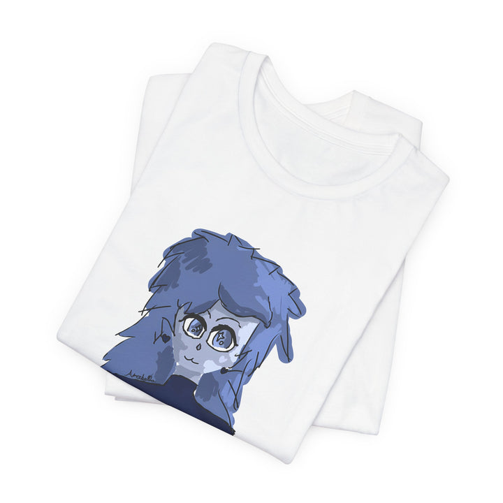 Blue Haze Girl T-Shirt – Handgemaltes Anime-Porträt