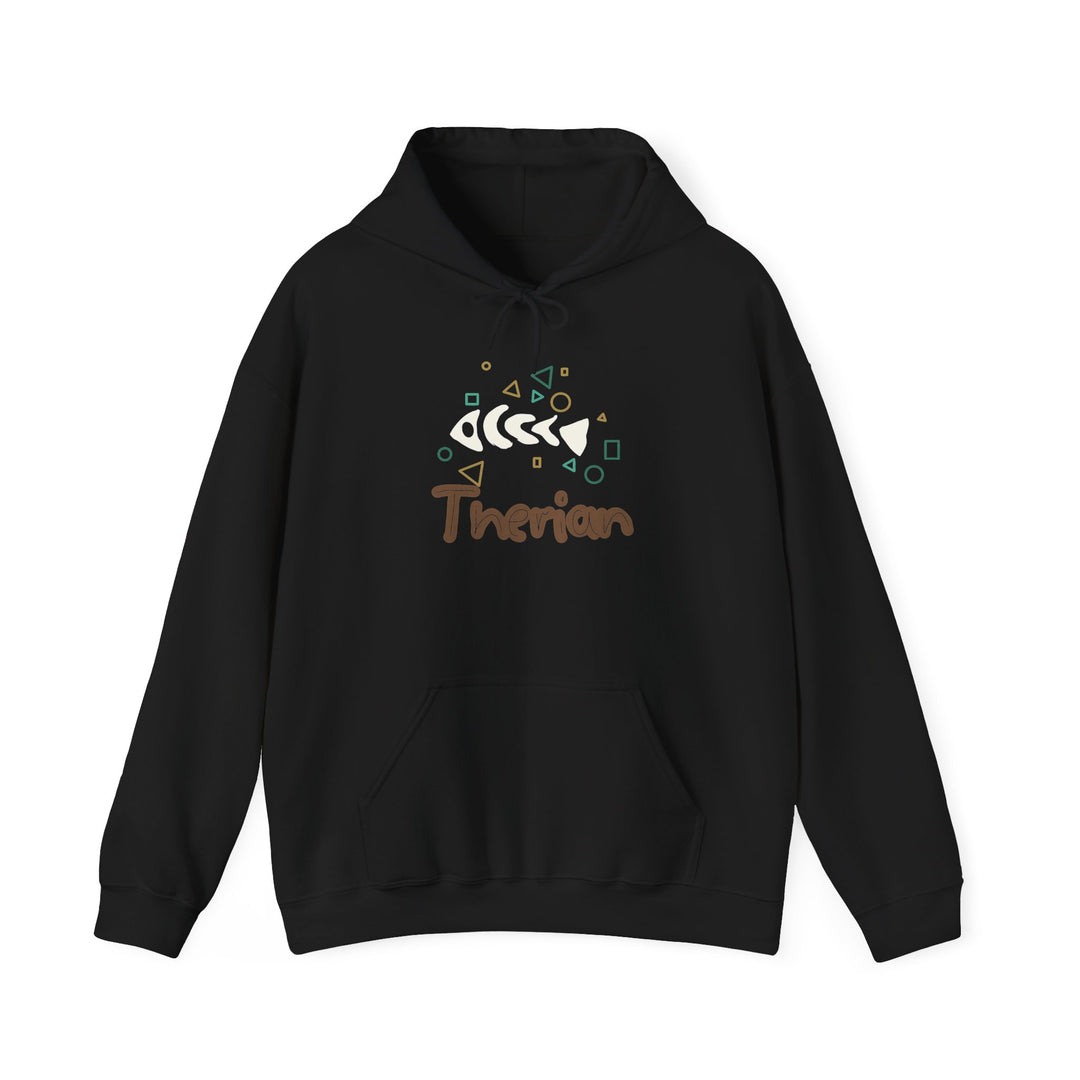 Therian Fish Bone Hoodie – Geometric Fish Skeleton with Lettering Hoodie