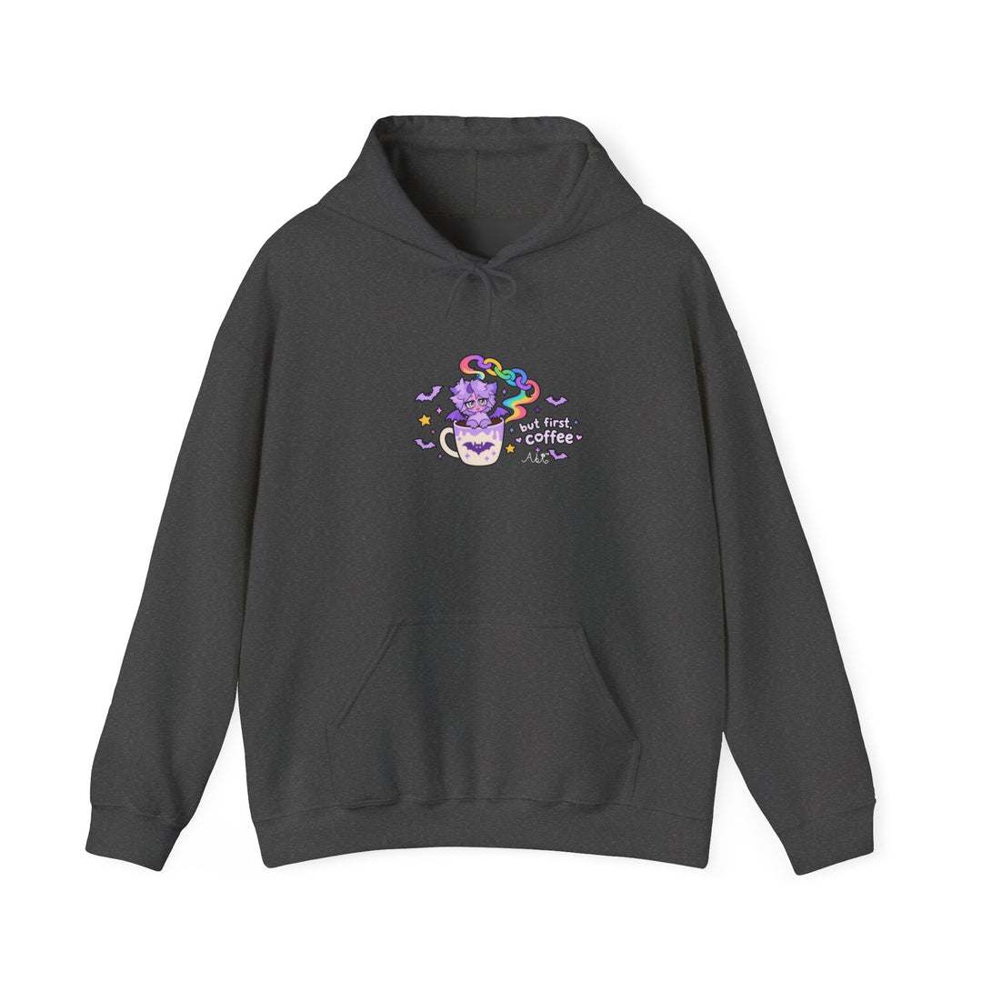 But First, Coffee Hoodie – Demon Kitten Coffee Graphic Hoodie
