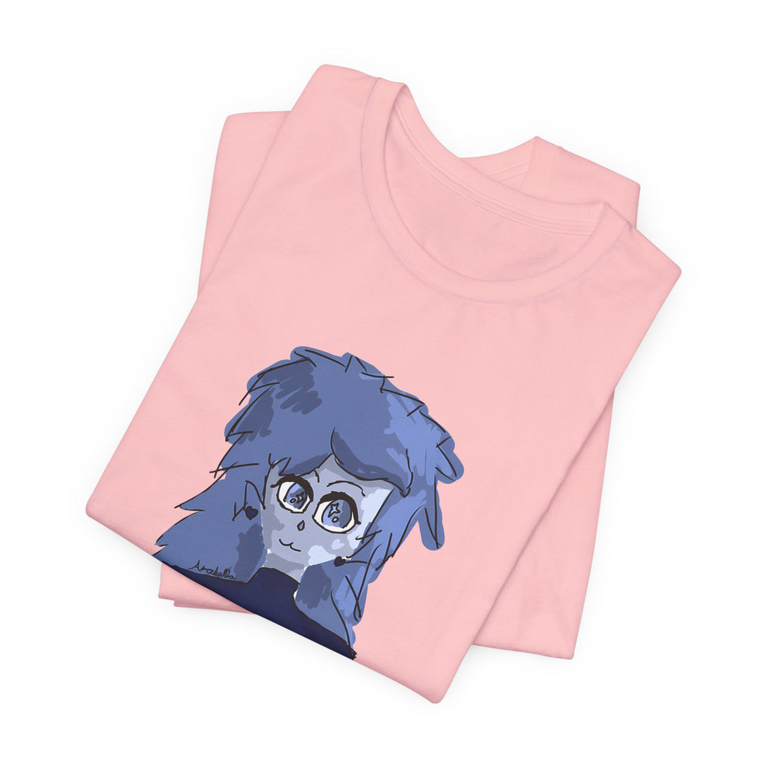 Blue Haze Girl T-Shirt – Handgemaltes Anime-Porträt