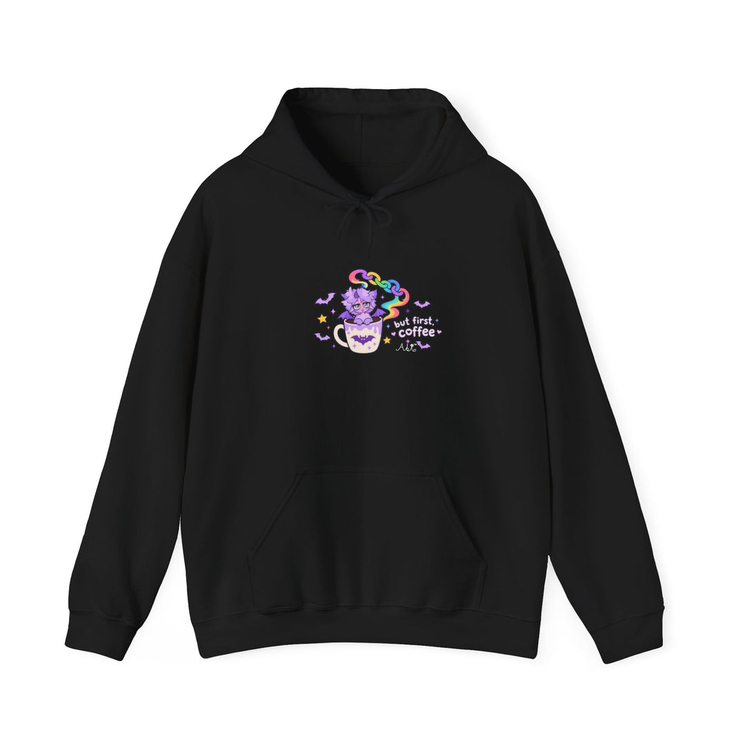 But First, Coffee Hoodie – Demon Kitten Coffee Graphic Hoodie