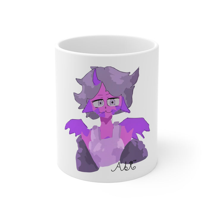 Purple Demon Cat Mug – Cute Gothic Anime Bat-Kitten Coffee Mug 11oz