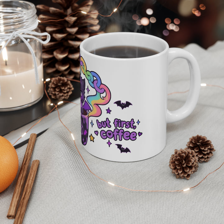 But First, Coffee Tasse – Dämonen-Kätzchen Kaffeebecher 0,33 l