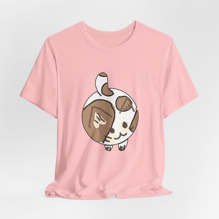 Cream Chibi Cat T-Shirt – Runde Kawaii-Katze