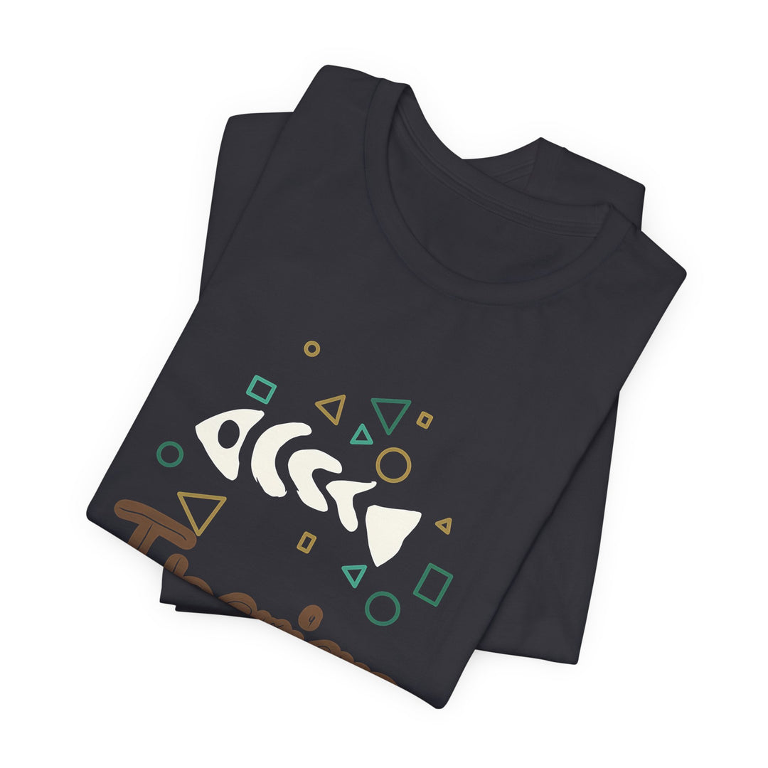 Therian Fish Bone T-Shirt – Geometrisches Fischskelett mit Schriftzug
