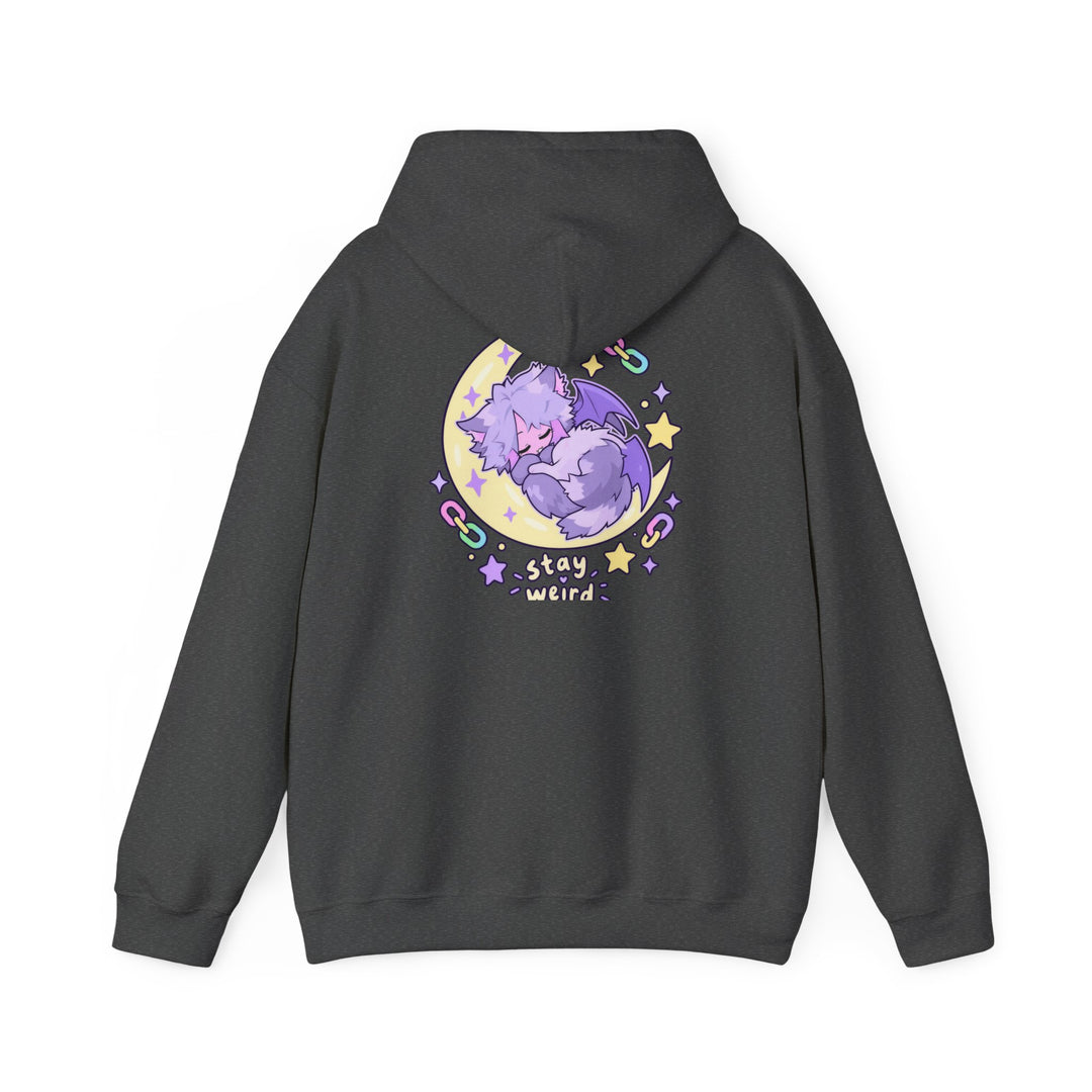 Stay Weird Hoodie – Schlafendes Fledermaus-Kätzchen, Rückendruck
