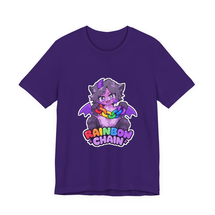 Rainbow Chain Maskottchen T-Shirt – Süßer Dämonen-Kater im Anime-Stil