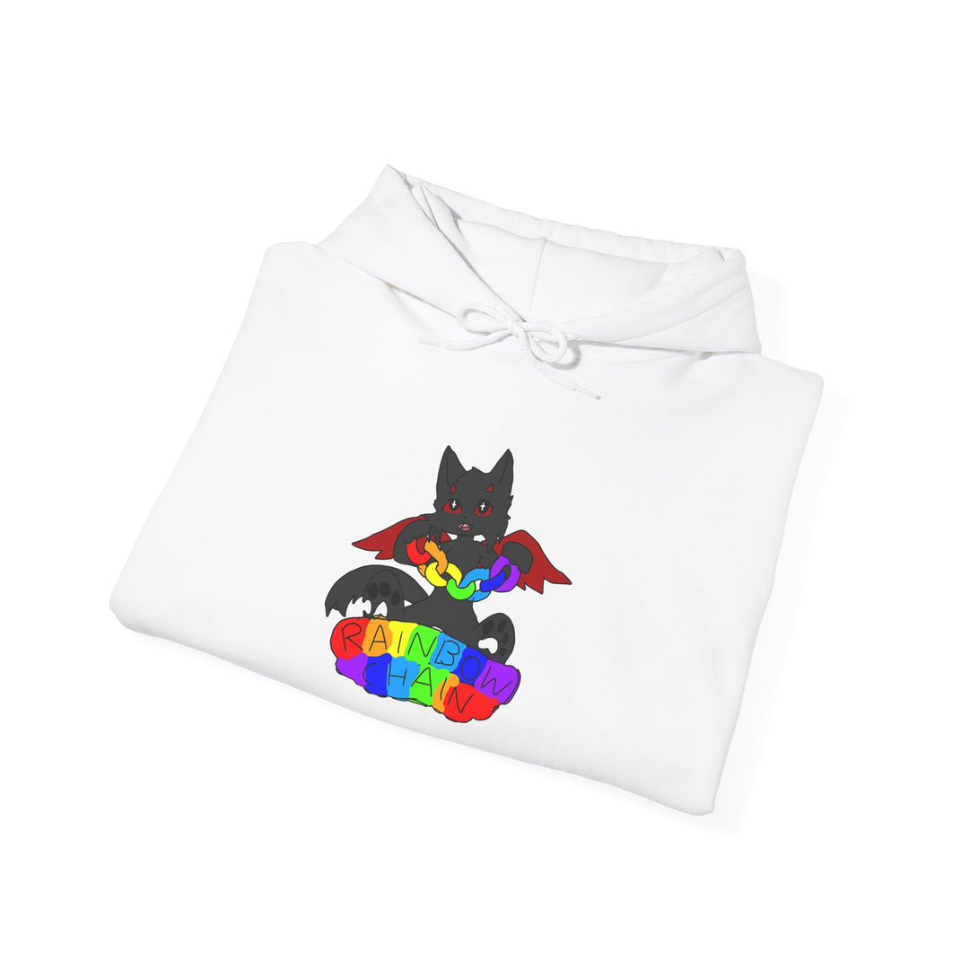 Chi Rainbow Chain Hoodie – Black Demon Cat Mascot Hoodie