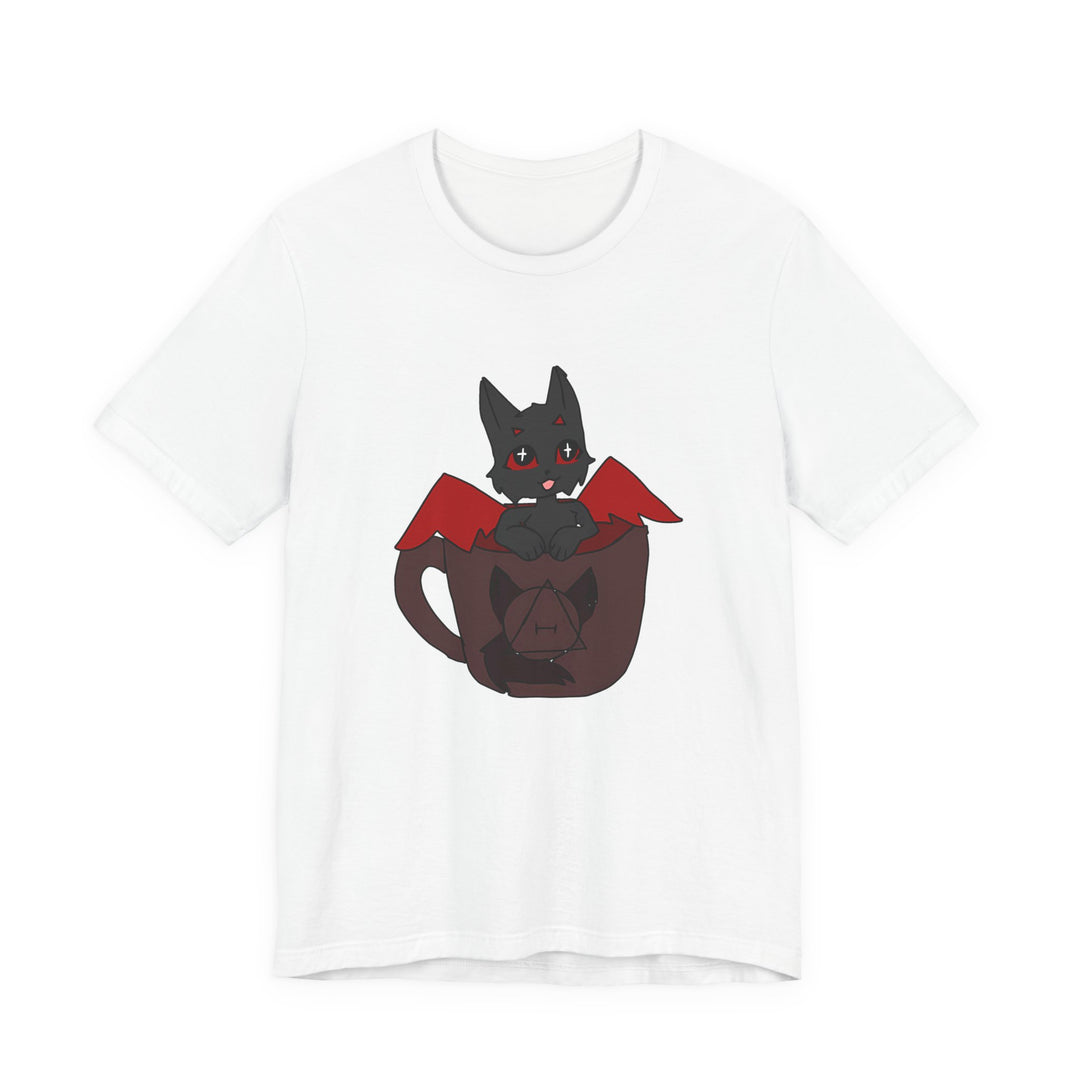 Chi in a Mug T-Shirt – Süßes Fledermaus-Kätzchen in der Kakaotasse