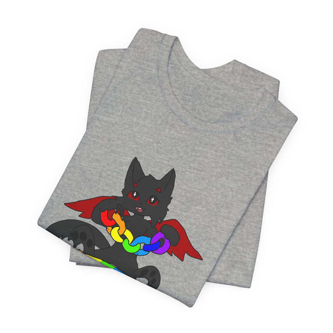 Chi Rainbow Chain Tee – Black Demon Cat Mascot T-Shirt