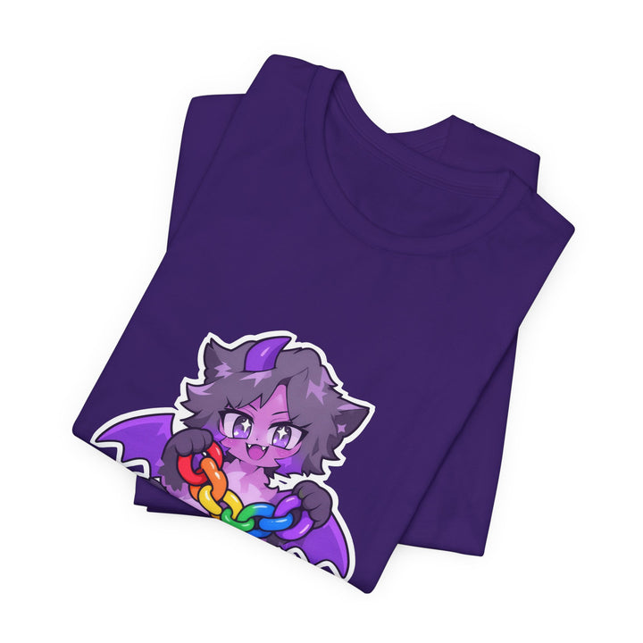 Rainbow Chain Maskottchen T-Shirt – Süßer Dämonen-Kater im Anime-Stil