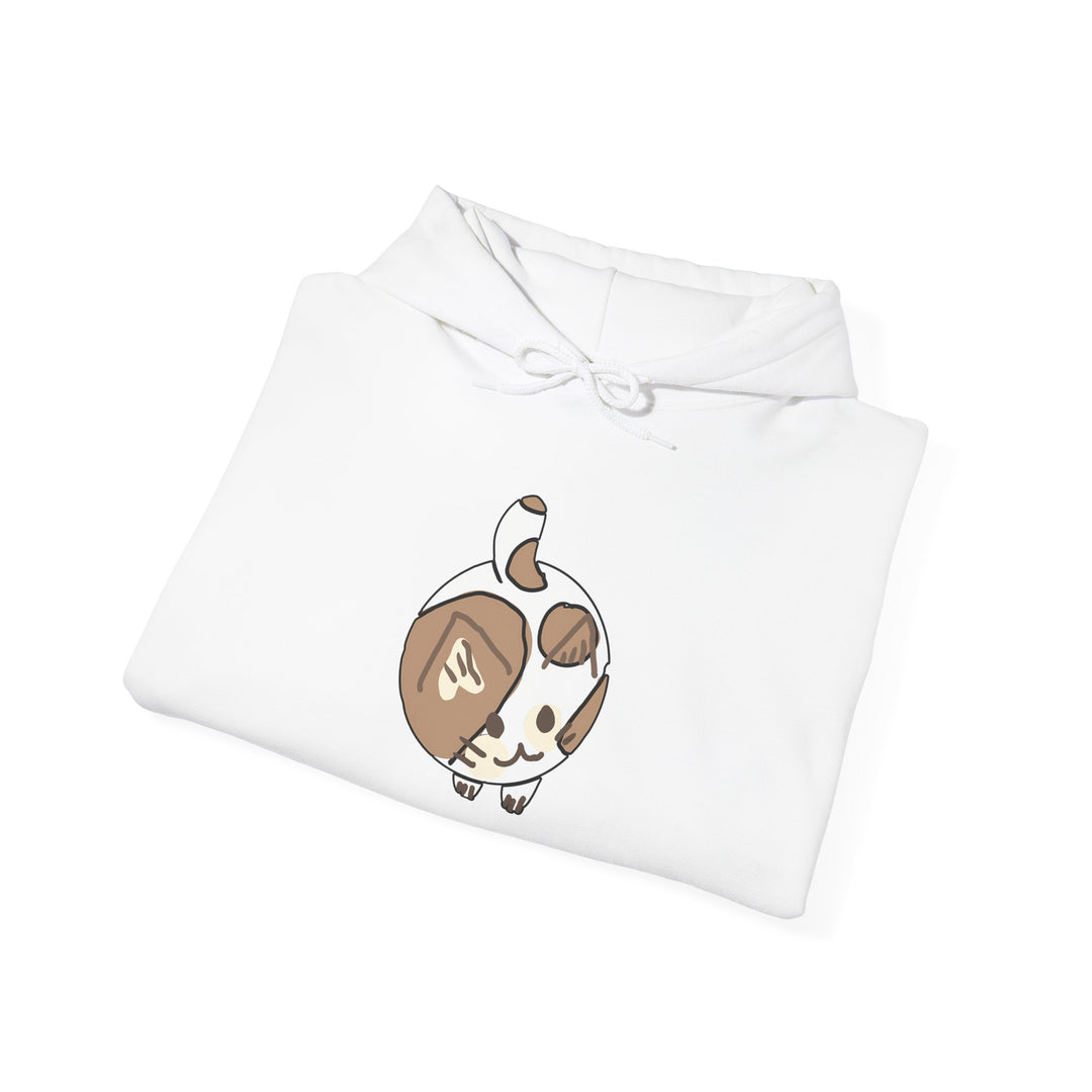 Cream Chibi Cat Hoodie – Runde Kawaii-Katze