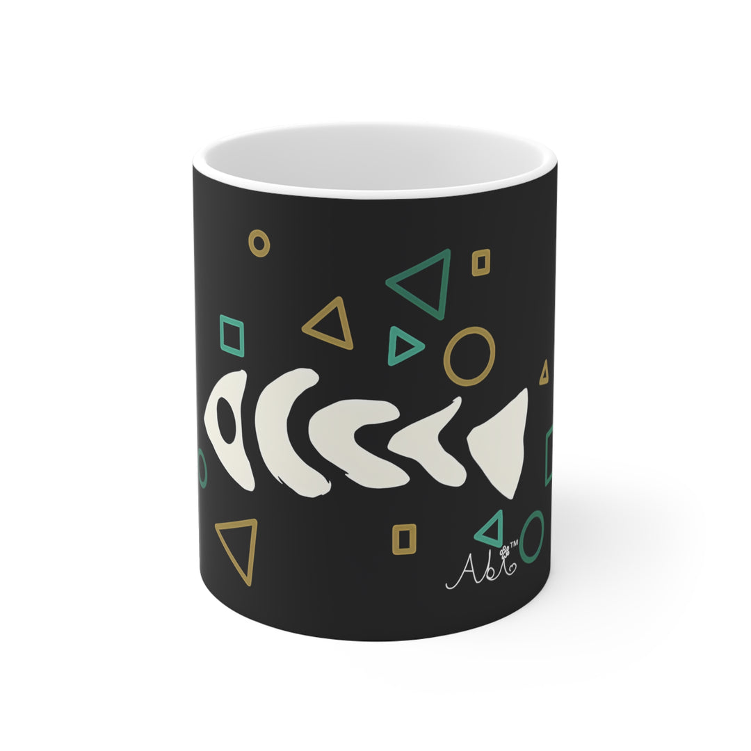 Fish Bone Tasse – Geometrisches Fischskelett, Kaffeebecher 0,33 l