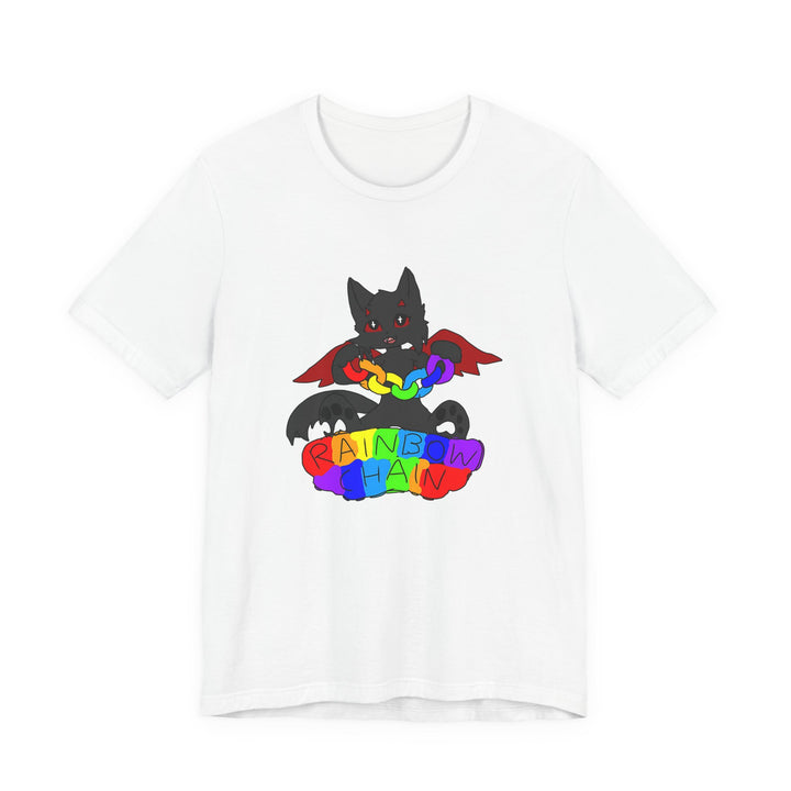Chi Rainbow Chain Tee – Black Demon Cat Mascot T-Shirt