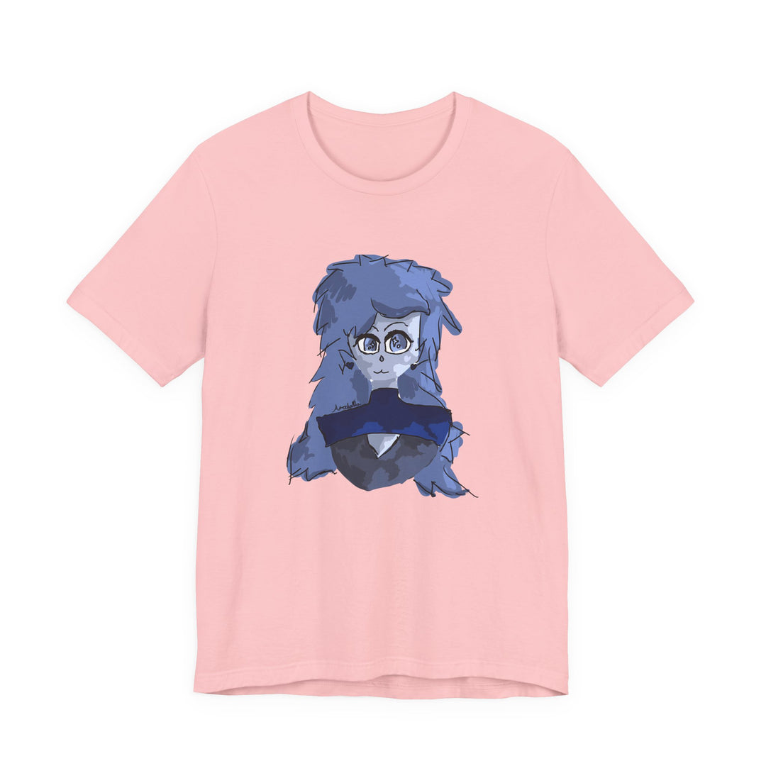 Blue Haze Girl T-Shirt – Handgemaltes Anime-Porträt