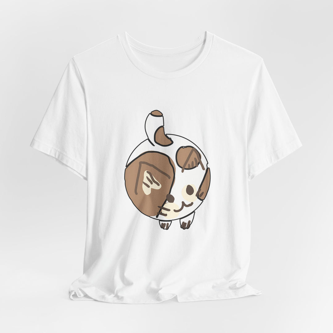 Cream Chibi Cat T-Shirt – Runde Kawaii-Katze