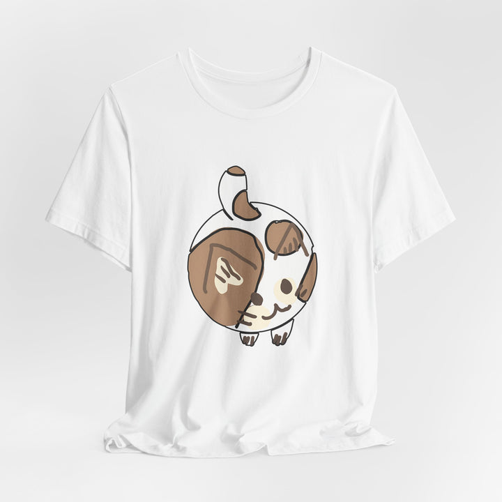 Cream Chibi Cat T-Shirt – Runde Kawaii-Katze