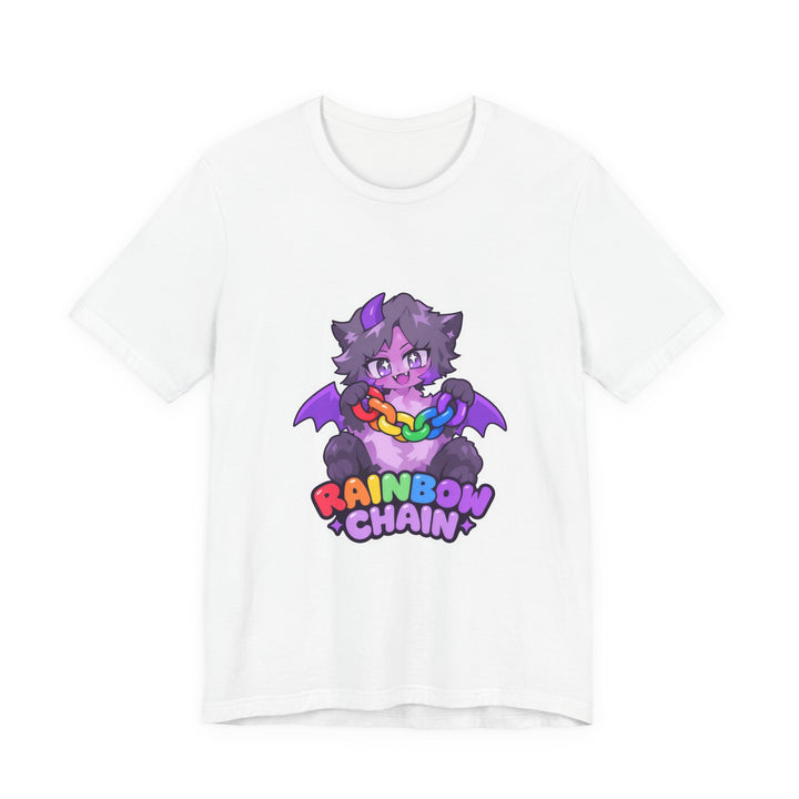 Rainbow Chain Maskottchen T-Shirt – Süßer Dämonen-Kater im Anime-Stil