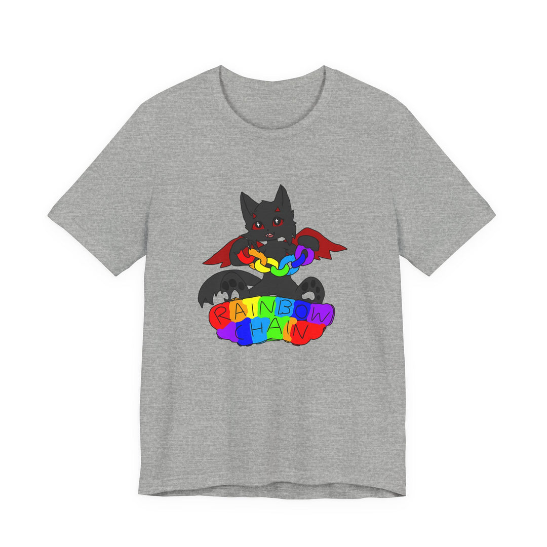 Chi Rainbow Chain Tee – Black Demon Cat Mascot T-Shirt