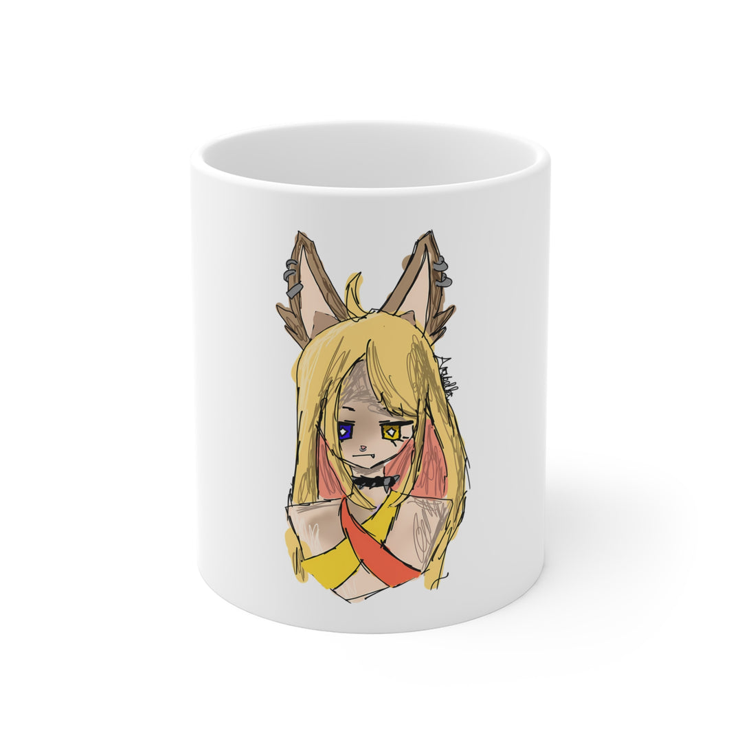 Fox Ear Girl Mug – Original Anime Sketch Coffee Mug 11oz
