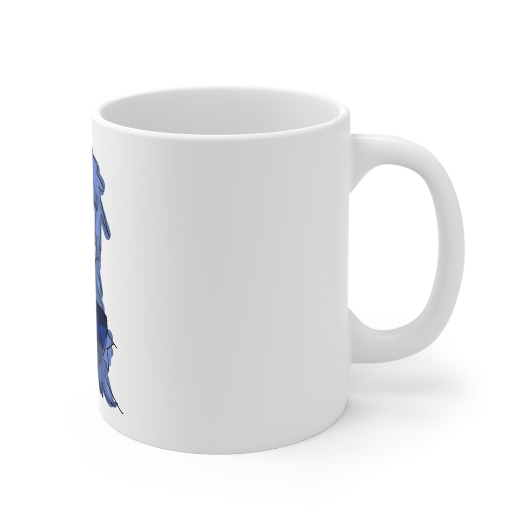 Blue Haze Girl Mug – Hand-Painted Anime Portrait Coffee Mug 11oz