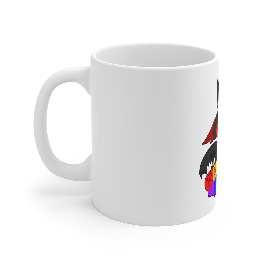 Chi Rainbow Chain Tasse – Schwarzes Dämonen-Kätzchen als Maskottchen, Kaffeebecher 0,33 l