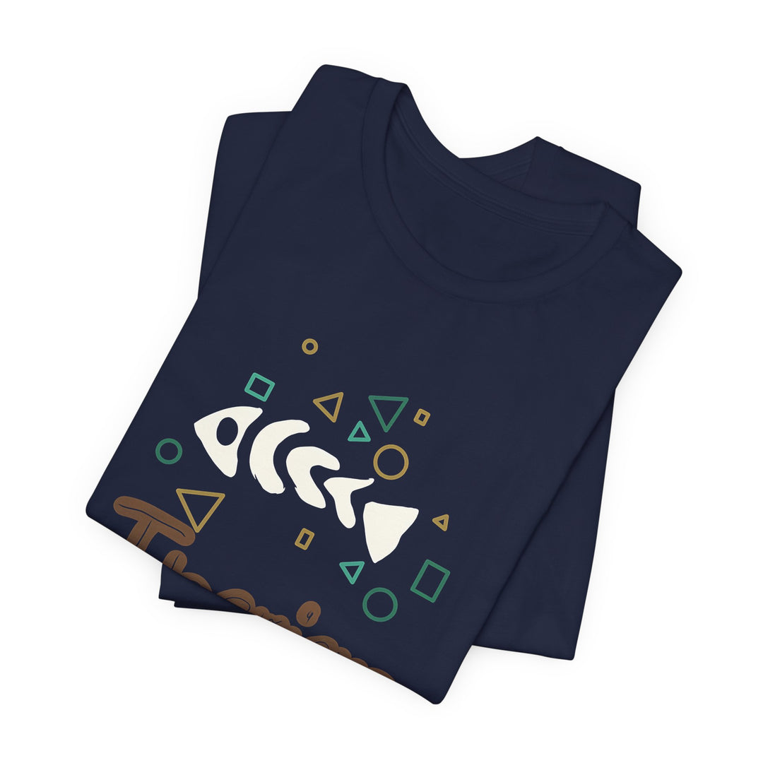 Therian Fish Bone T-Shirt – Geometrisches Fischskelett mit Schriftzug