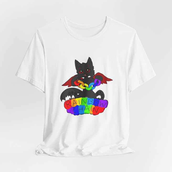 Chi Rainbow Chain Tee – Black Demon Cat Mascot T-Shirt
