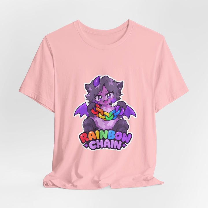 Rainbow Chain Maskottchen T-Shirt – Süßer Dämonen-Kater im Anime-Stil