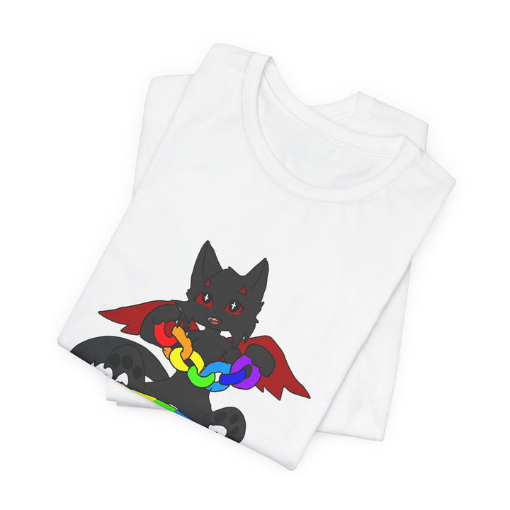 Chi Rainbow Chain Tee – Black Demon Cat Mascot T-Shirt