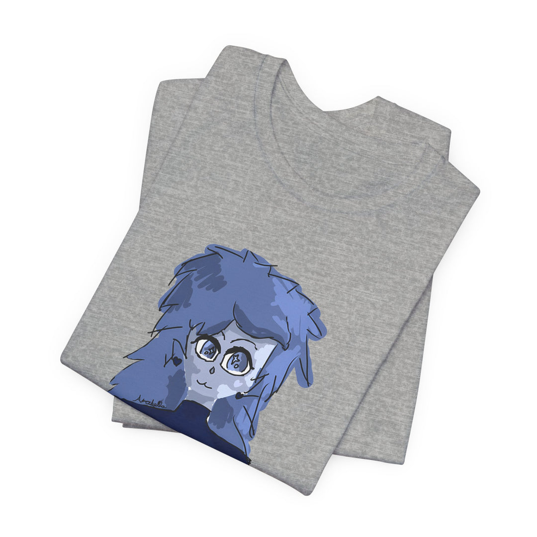 Blue Haze Girl T-Shirt – Handgemaltes Anime-Porträt