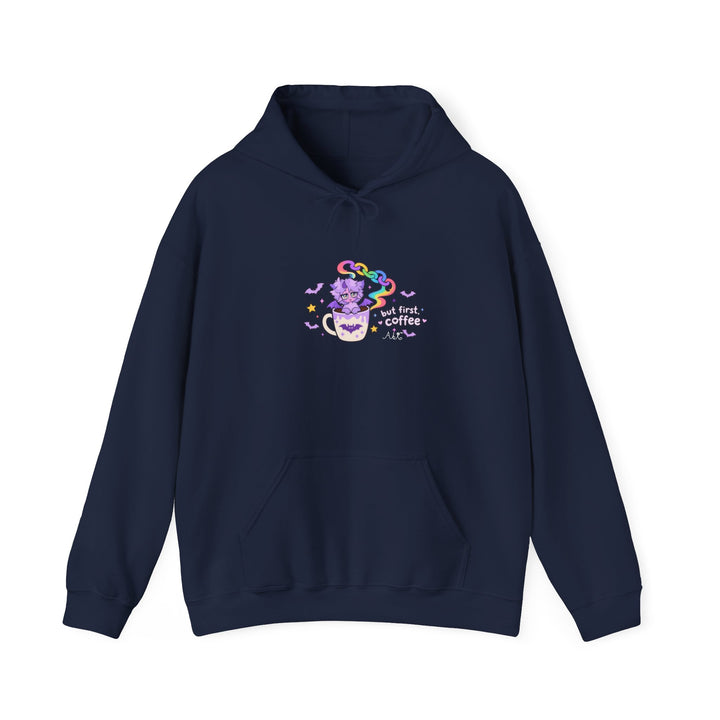 But First, Coffee Hoodie – Demon Kitten Coffee Graphic Hoodie