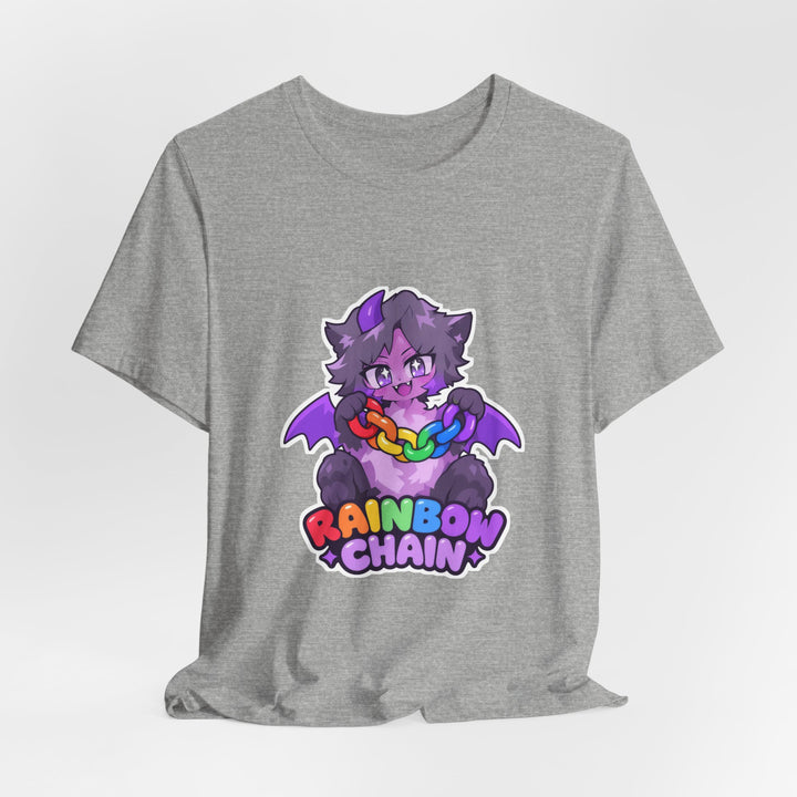 Rainbow Chain Maskottchen T-Shirt – Süßer Dämonen-Kater im Anime-Stil