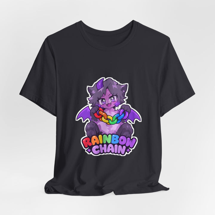 Rainbow Chain Maskottchen T-Shirt – Süßer Dämonen-Kater im Anime-Stil
