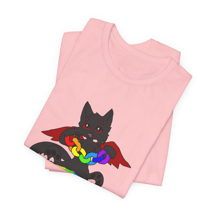 Chi Rainbow Chain Tee – Black Demon Cat Mascot T-Shirt