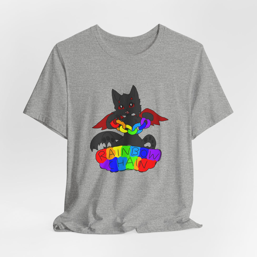Chi Rainbow Chain Tee – Black Demon Cat Mascot T-Shirt