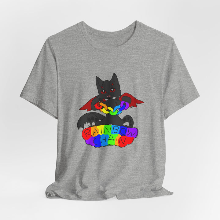 Chi Rainbow Chain Tee – Black Demon Cat Mascot T-Shirt
