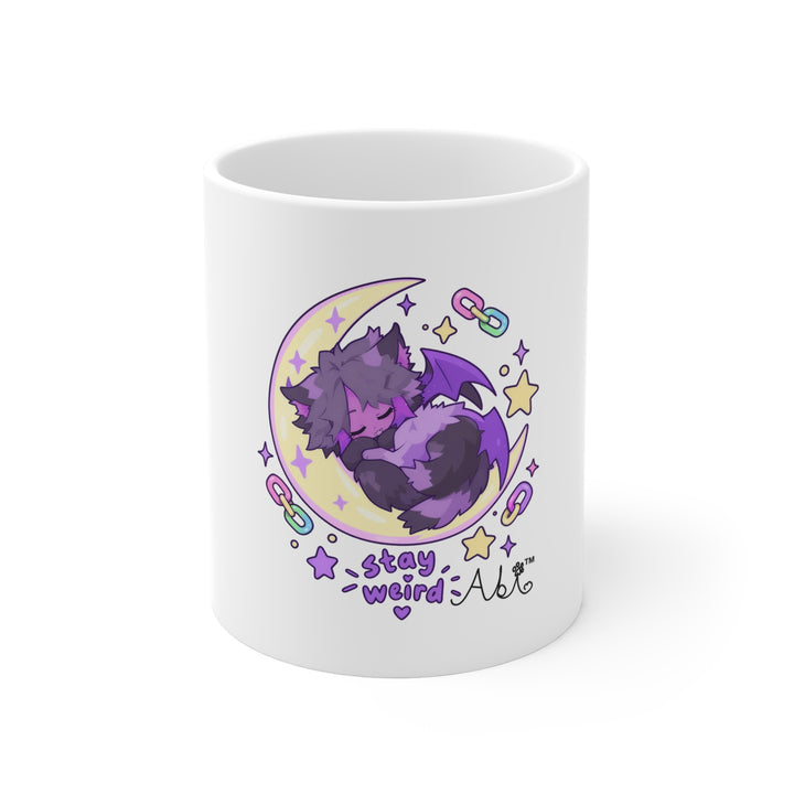 Stay Weird Mug – Sleepy Bat-Kitten Moon Coffee Mug 11oz