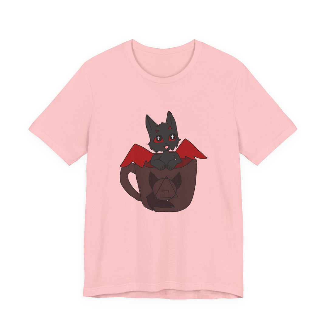 Chi in a Mug T-Shirt – Süßes Fledermaus-Kätzchen in der Kakaotasse