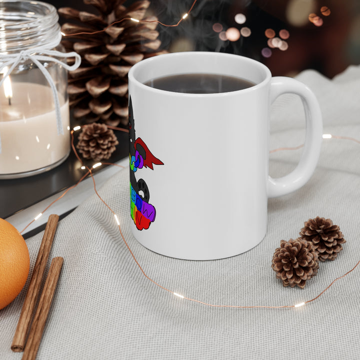Chi Rainbow Chain Tasse – Schwarzes Dämonen-Kätzchen als Maskottchen, Kaffeebecher 0,33 l
