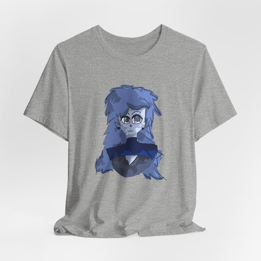 Blue Haze Girl T-Shirt – Handgemaltes Anime-Porträt