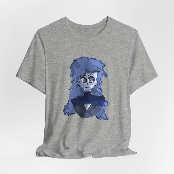 Blue Haze Girl T-Shirt – Handgemaltes Anime-Porträt