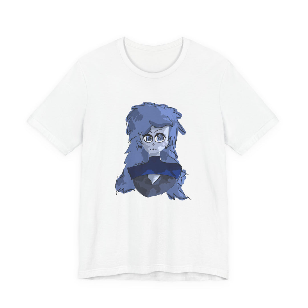 Blue Haze Girl T-Shirt – Handgemaltes Anime-Porträt