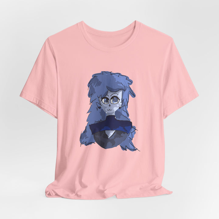 Blue Haze Girl T-Shirt – Handgemaltes Anime-Porträt