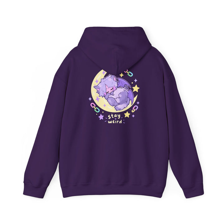 Stay Weird Hoodie – Schlafendes Fledermaus-Kätzchen, Rückendruck